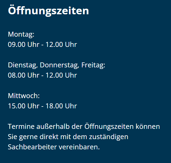 Ein Foto der Öffnungs-Zeiten Ein Foto der Öffnungs-Zeiten